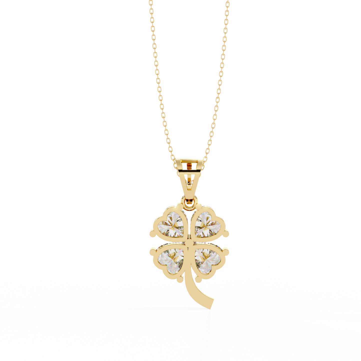 3.20 CTW Four-Leaf Heart Clover Pendant Necklace | Lab Grown | 14K Gold & Platinum – Lunéa Paris