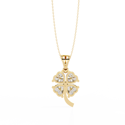 3.20 CTW Four-Leaf Heart Clover Pendant Necklace | Lab Grown | 14K Gold & Platinum – Lunéa Paris