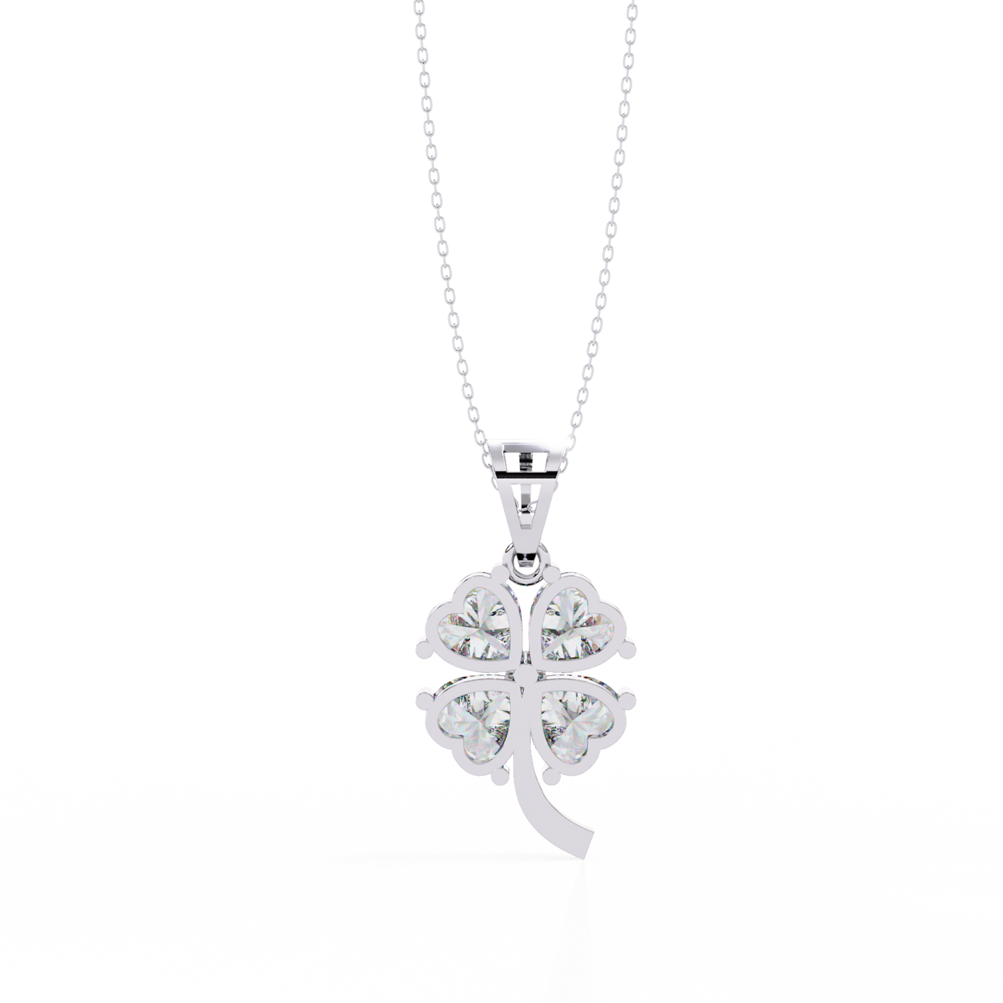 3.20 CTW Four-Leaf Heart Clover Pendant Necklace | Lab Grown | 14K Gold & Platinum – Lunéa Paris