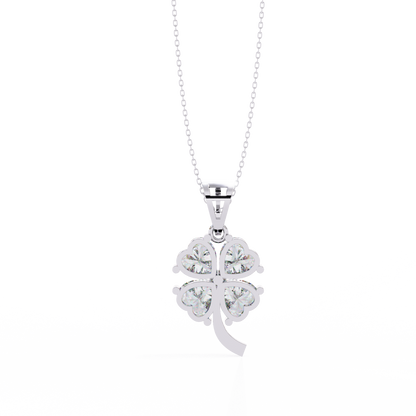 3.20 CTW Four-Leaf Heart Clover Pendant Necklace | Lab Grown | 14K Gold & Platinum – Lunéa Paris