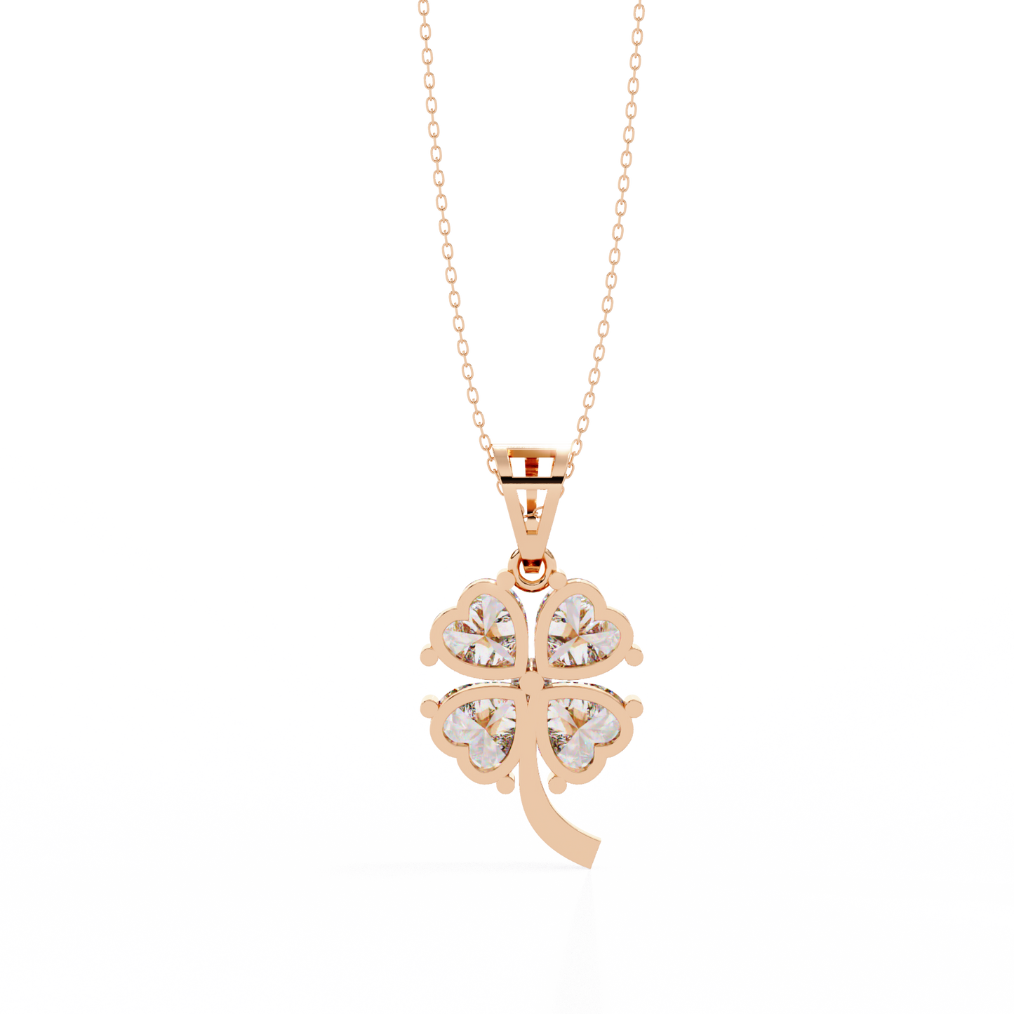 3.20 CTW Four-Leaf Heart Clover Pendant Necklace | Lab Grown | 14K Gold & Platinum – Lunéa Paris