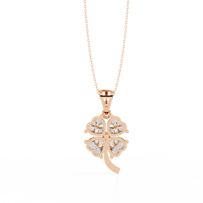 3.20 CTW Four-Leaf Heart Clover Pendant Necklace | Lab Grown | 14K Gold & Platinum – Lunéa Paris