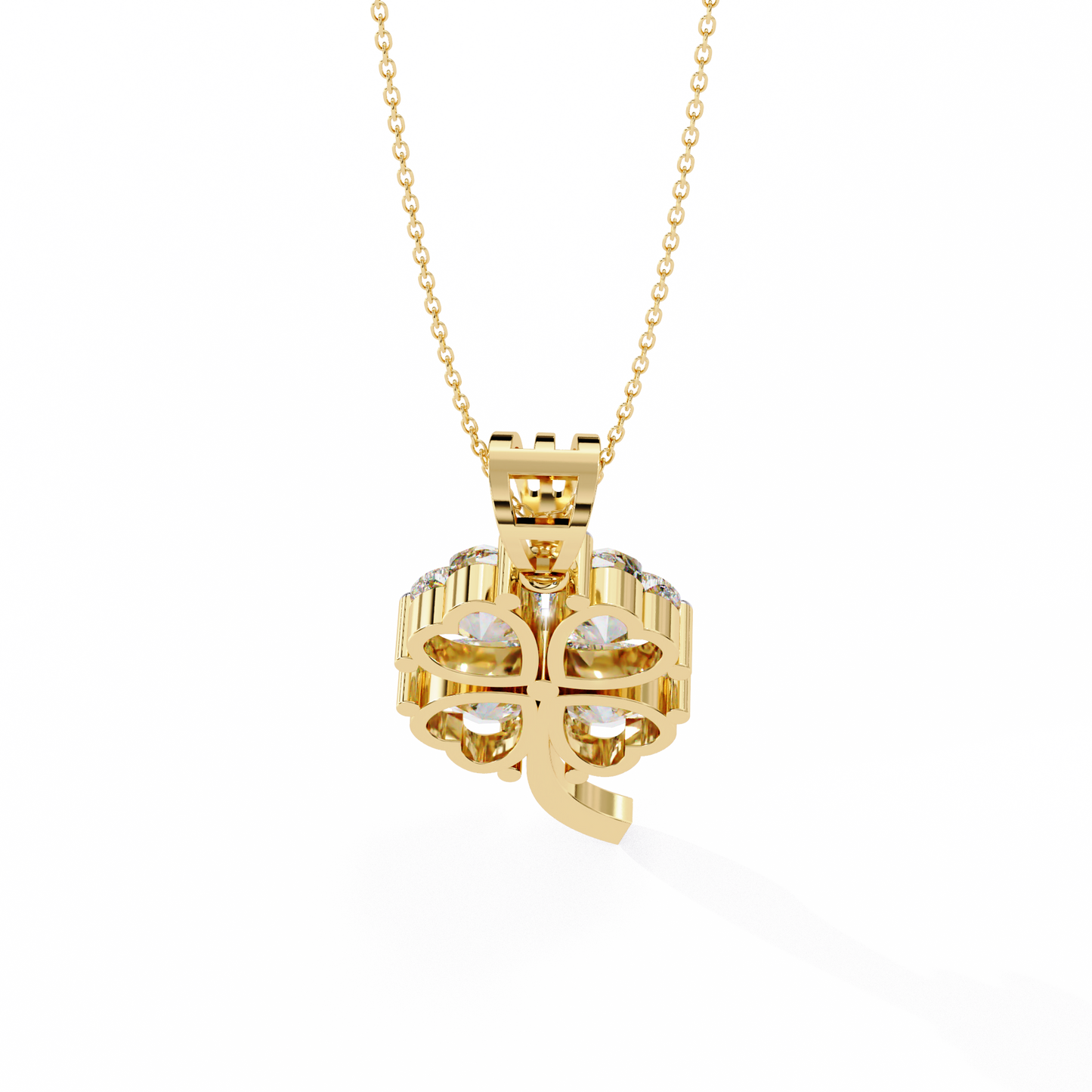 3.20 CTW Four-Leaf Heart Clover Pendant Necklace | Lab Grown | 14K Gold & Platinum – Lunéa Paris