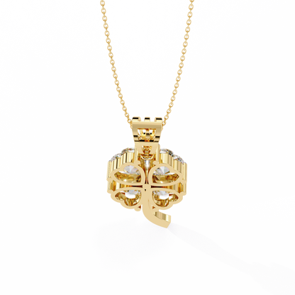 3.20 CTW Four-Leaf Heart Clover Pendant Necklace | Lab Grown | 14K Gold & Platinum – Lunéa Paris