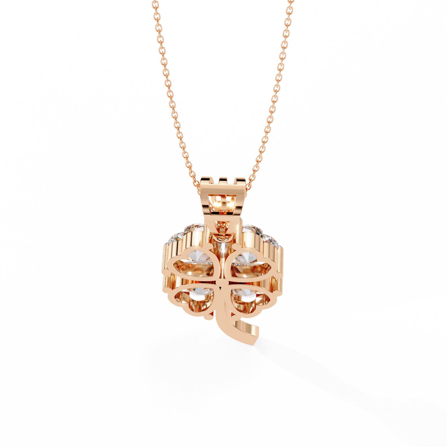 3.20 CTW Four-Leaf Heart Clover Pendant Necklace | Lab Grown | 14K Gold & Platinum – Lunéa Paris