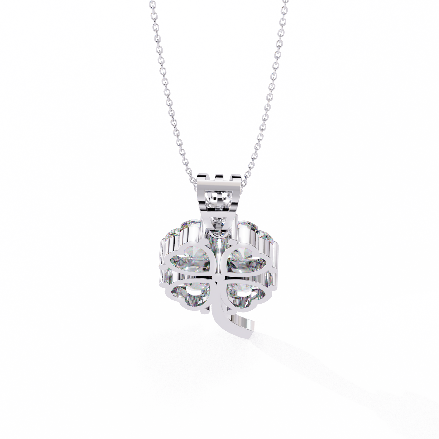 3.20 CTW Four-Leaf Heart Clover Pendant Necklace | Lab Grown | 14K Gold & Platinum – Lunéa Paris