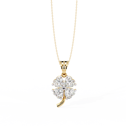 3.20 CTW Four-Leaf Heart Clover Pendant Necklace | Lab Grown | 14K Gold & Platinum – Lunéa Paris