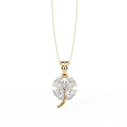 3.20 CTW Four-Leaf Heart Clover Pendant Necklace | Lab Grown | 14K Gold & Platinum – Lunéa Paris