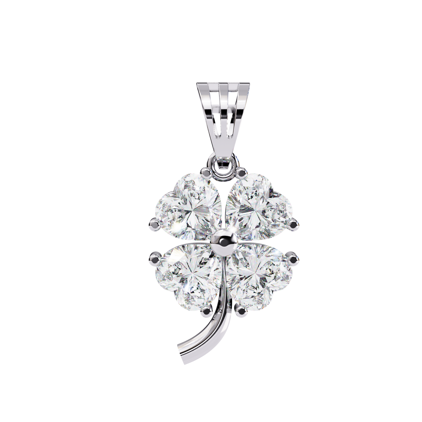 3.20 CTW Four-Leaf Heart Clover Pendant Necklace | Lab Grown | 14K Gold & Platinum – Lunéa Paris