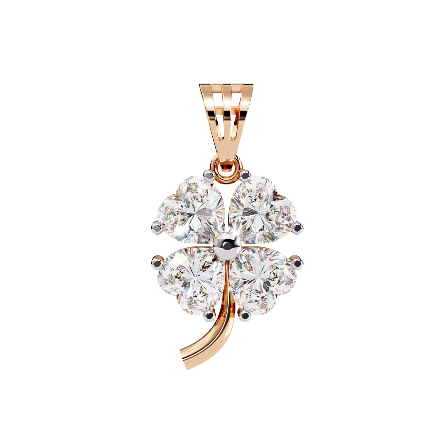 3.20 CTW Four-Leaf Heart Clover Pendant Necklace | Lab Grown | 14K Gold & Platinum – Lunéa Paris