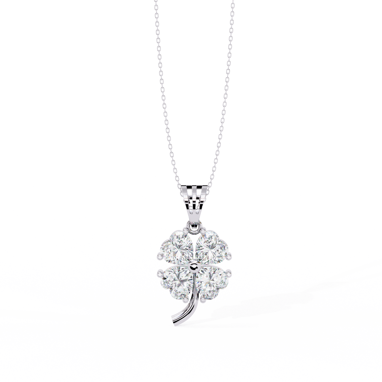 3.20 CTW Four-Leaf Heart Clover Pendant Necklace | Lab Grown | 14K Gold & Platinum – Lunéa Paris
