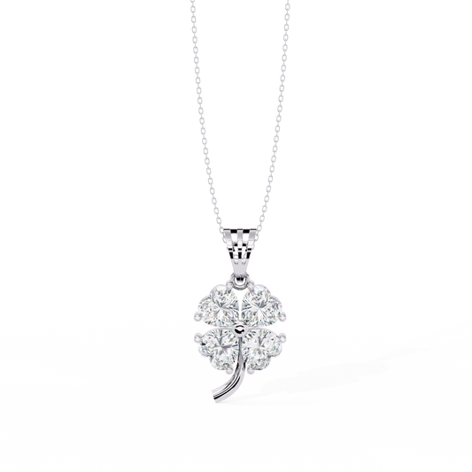 3.20 CTW Four-Leaf Heart Clover Pendant Necklace | Lab Grown | 14K Gold & Platinum – Lunéa Paris