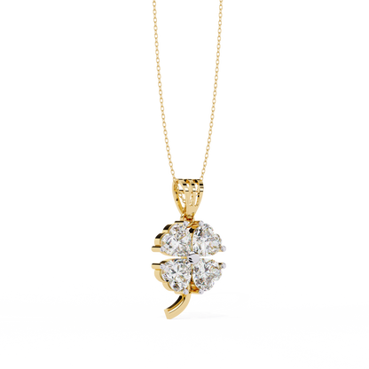 3.20 CTW Four-Leaf Heart Clover Pendant Necklace | Lab Grown | 14K Gold & Platinum – Lunéa Paris
