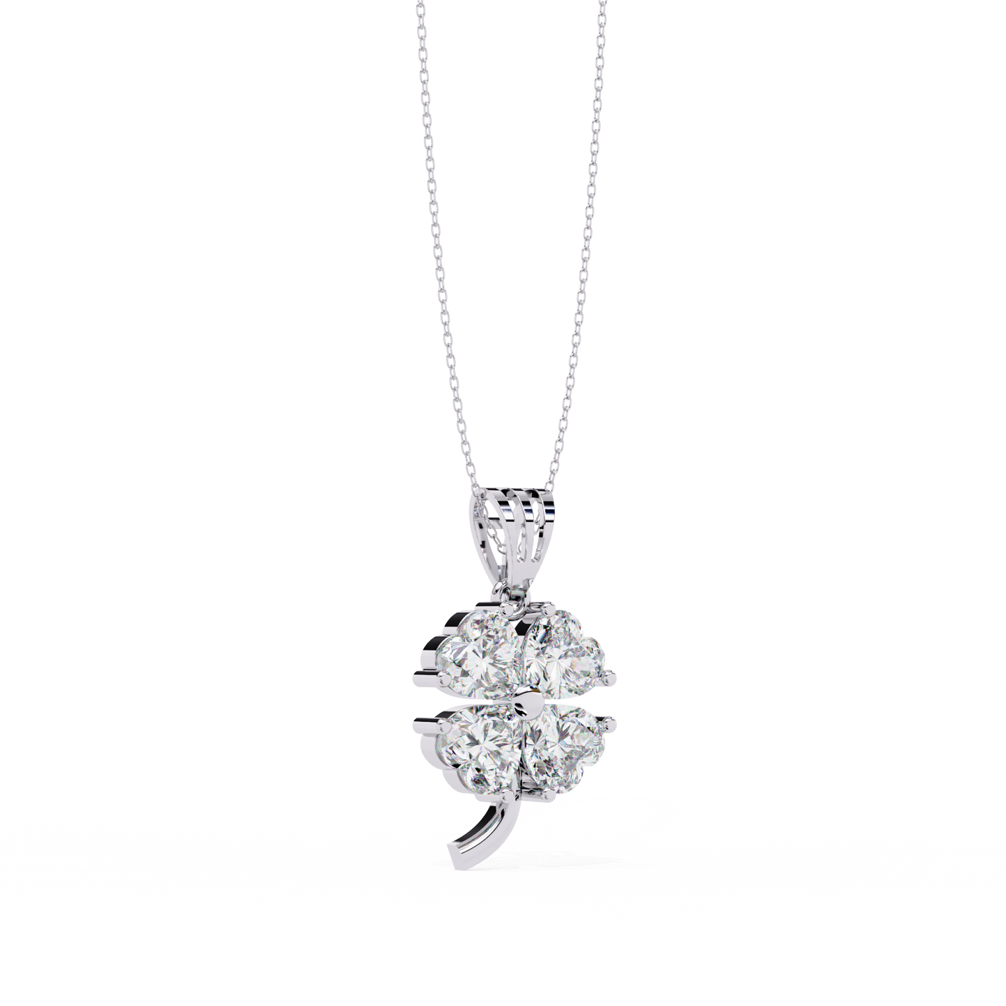 3.20 CTW Four-Leaf Heart Clover Pendant Necklace | Lab Grown | 14K Gold & Platinum – Lunéa Paris