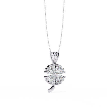 3.20 CTW Four-Leaf Heart Clover Pendant Necklace | Lab Grown | 14K Gold & Platinum – Lunéa Paris