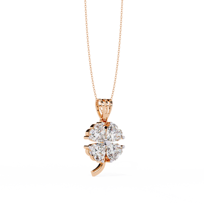 3.20 CTW Four-Leaf Heart Clover Pendant Necklace | Lab Grown | 14K Gold & Platinum – Lunéa Paris