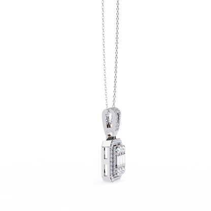 0.70 CTW Art Deco Mixed-Shape Halo Pendant Necklace | Lab Grown | 14K Gold & Platinum – Lunéa Paris