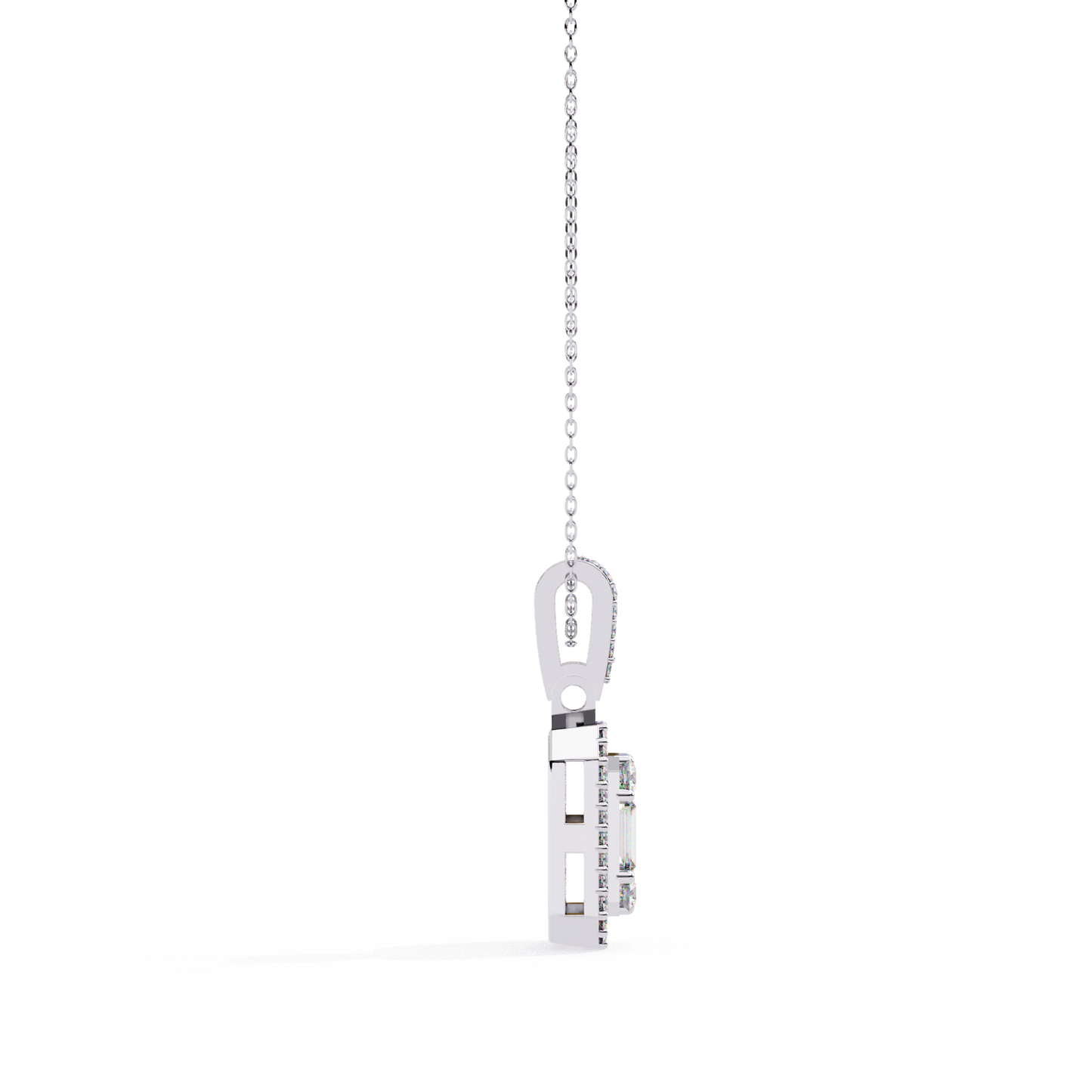 0.70 CTW Art Deco Mixed-Shape Halo Pendant Necklace | Lab Grown | 14K Gold & Platinum – Lunéa Paris