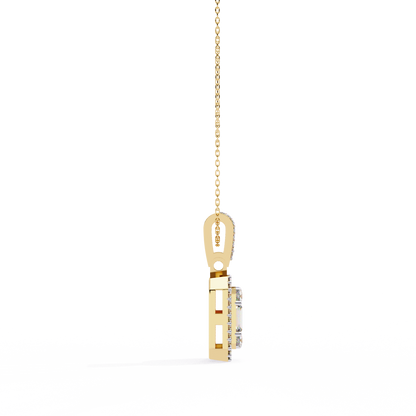 0.70 CTW Art Deco Mixed-Shape Halo Pendant Necklace | Lab Grown | 14K Gold & Platinum – Lunéa Paris