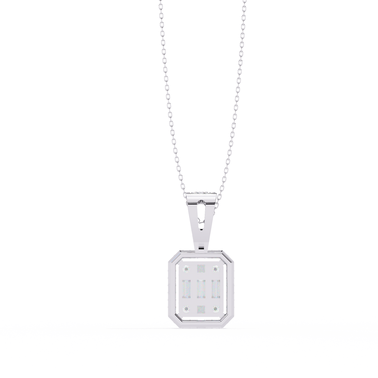 0.70 CTW Art Deco Mixed-Shape Halo Pendant Necklace | Lab Grown | 14K Gold & Platinum – Lunéa Paris