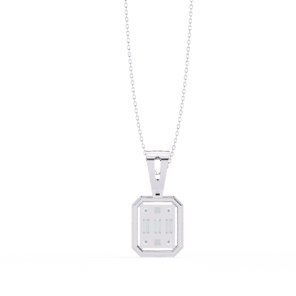 0.70 CTW Art Deco Mixed-Shape Halo Pendant Necklace | Lab Grown | 14K Gold & Platinum – Lunéa Paris