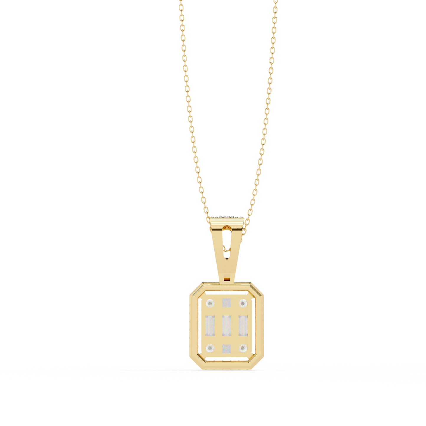 0.70 CTW Art Deco Mixed-Shape Halo Pendant Necklace | Lab Grown | 14K Gold & Platinum – Lunéa Paris