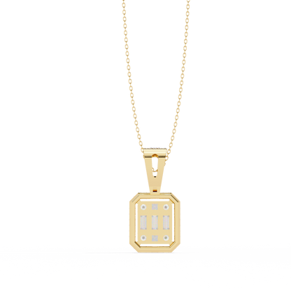 0.70 CTW Art Deco Mixed-Shape Halo Pendant Necklace | Lab Grown | 14K Gold & Platinum – Lunéa Paris
