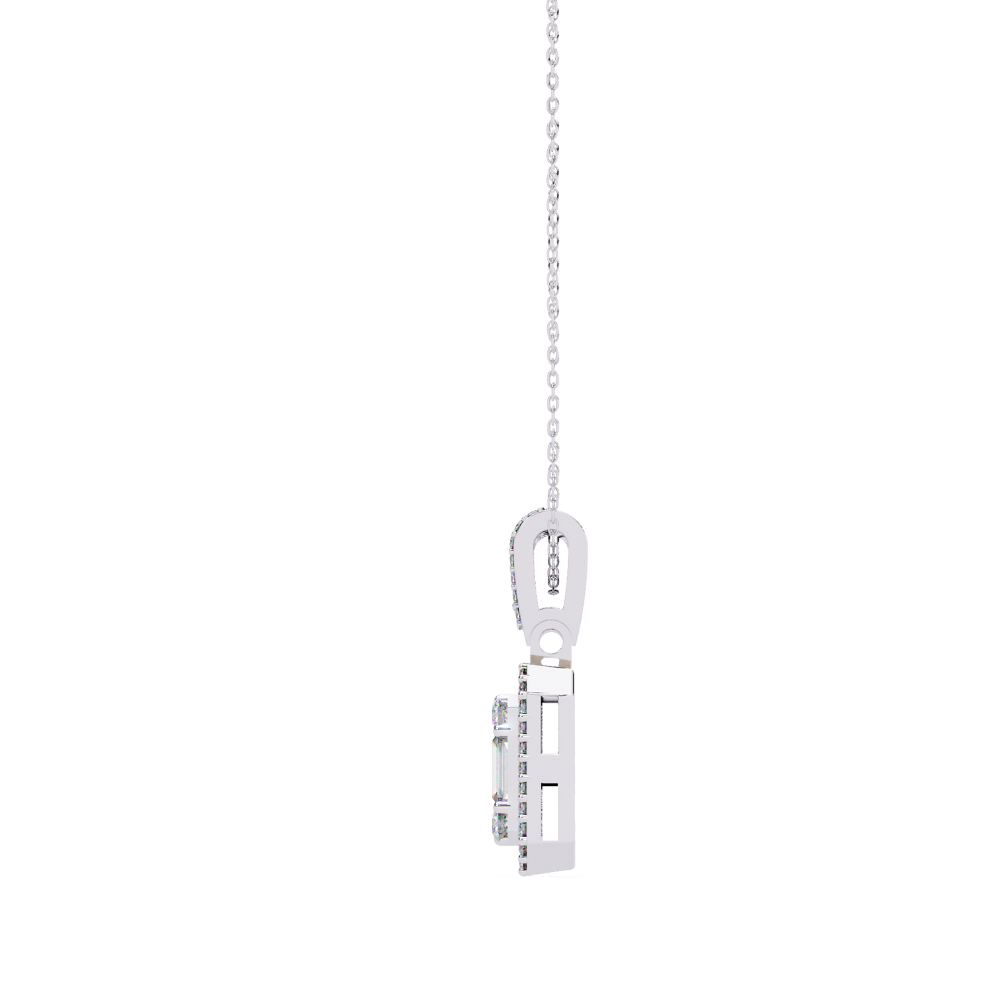 0.70 CTW Art Deco Mixed-Shape Halo Pendant Necklace | Lab Grown | 14K Gold & Platinum – Lunéa Paris