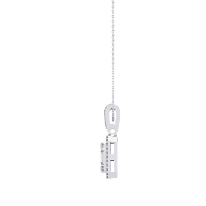 0.70 CTW Art Deco Mixed-Shape Halo Pendant Necklace | Lab Grown | 14K Gold & Platinum – Lunéa Paris