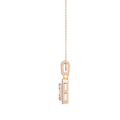 0.70 CTW Art Deco Mixed-Shape Halo Pendant Necklace | Lab Grown | 14K Gold & Platinum – Lunéa Paris