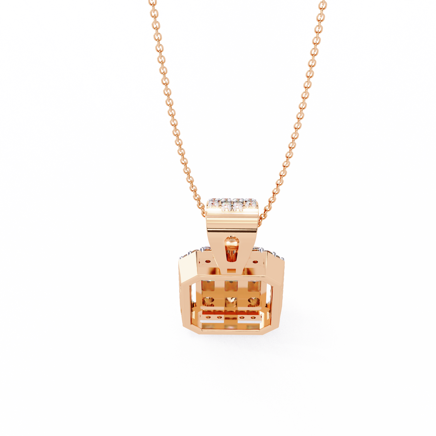 0.70 CTW Art Deco Mixed-Shape Halo Pendant Necklace | Lab Grown | 14K Gold & Platinum – Lunéa Paris