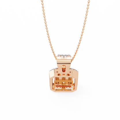 0.70 CTW Art Deco Mixed-Shape Halo Pendant Necklace | Lab Grown | 14K Gold & Platinum – Lunéa Paris
