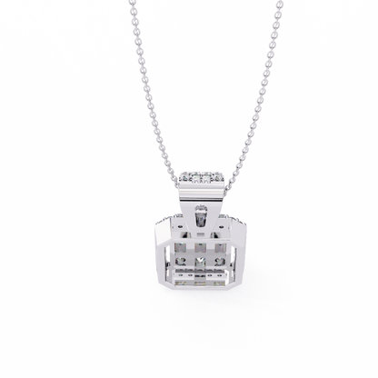 0.70 CTW Art Deco Mixed-Shape Halo Pendant Necklace | Lab Grown | 14K Gold & Platinum – Lunéa Paris
