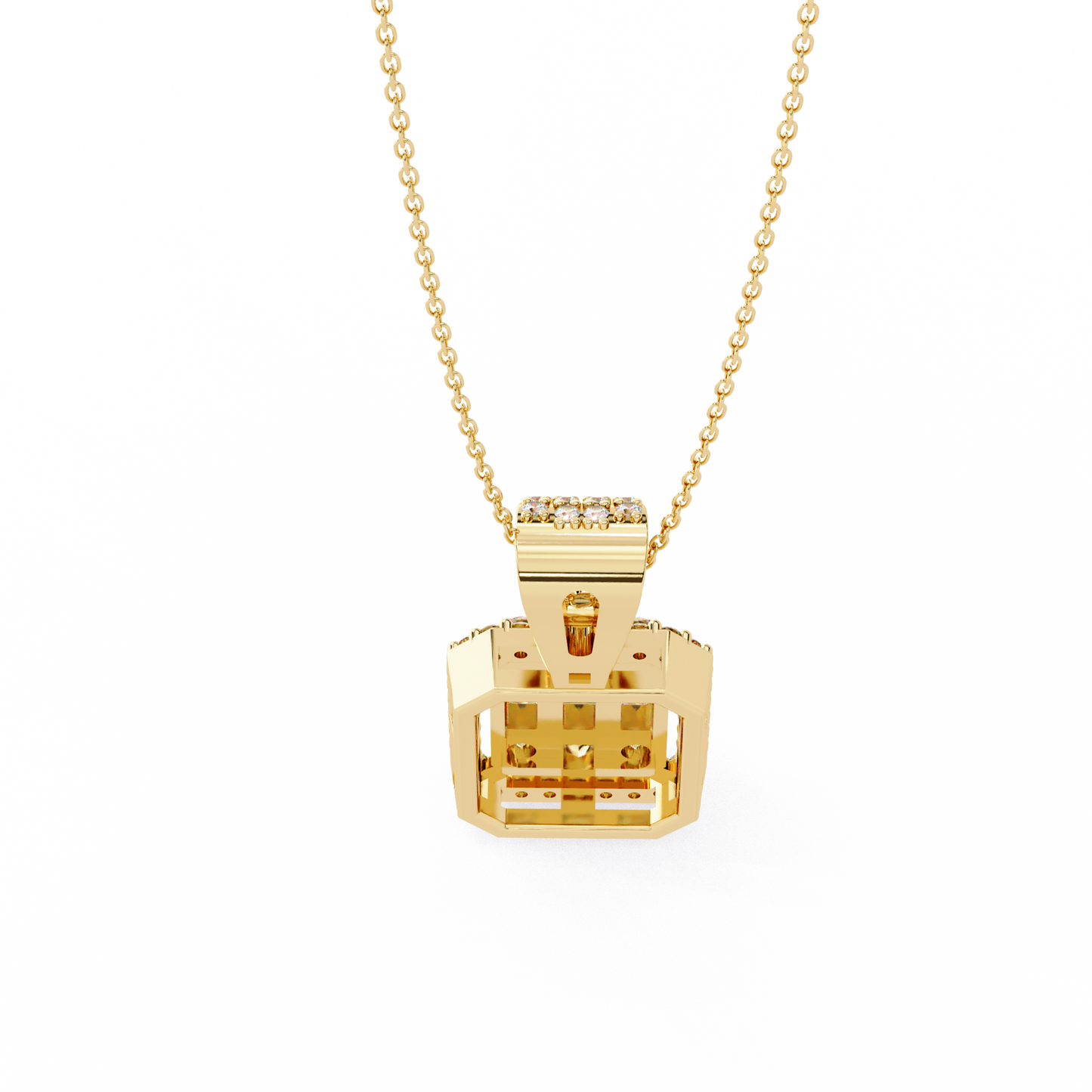 0.70 CTW Art Deco Mixed-Shape Halo Pendant Necklace | Lab Grown | 14K Gold & Platinum – Lunéa Paris
