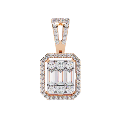 0.70 CTW Art Deco Mixed-Shape Halo Pendant Necklace | Lab Grown | 14K Gold & Platinum – Lunéa Paris