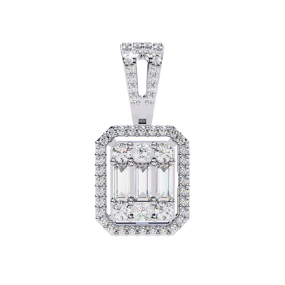 0.70 CTW Art Deco Mixed-Shape Halo Pendant Necklace | Lab Grown | 14K Gold & Platinum – Lunéa Paris