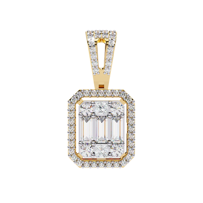 0.70 CTW Art Deco Mixed-Shape Halo Pendant Necklace | Lab Grown | 14K Gold & Platinum – Lunéa Paris