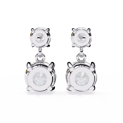 7.46 CTW Graduated Round Lab-Grown Diamond Drop Earrings in 14K Gold