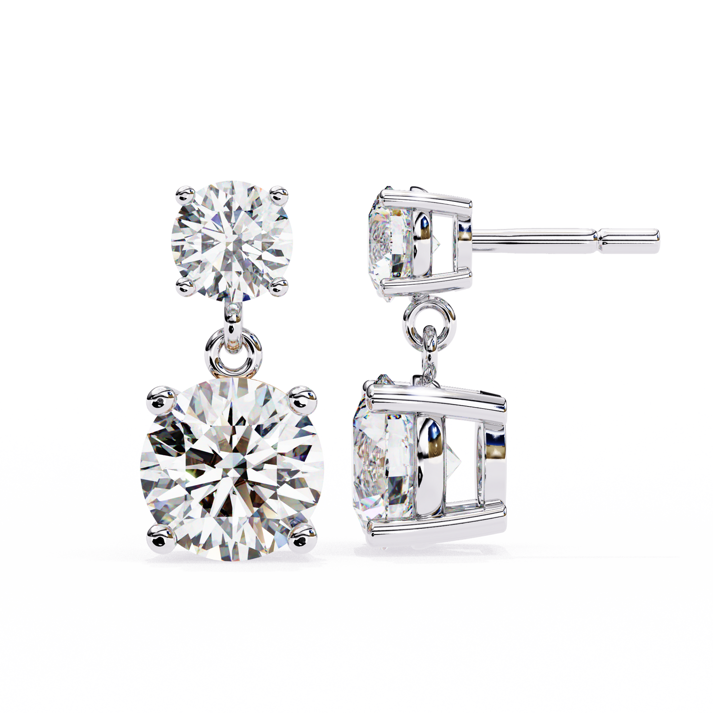 7.46 CTW Graduated Round Lab-Grown Diamond Drop Earrings in 14K Gold