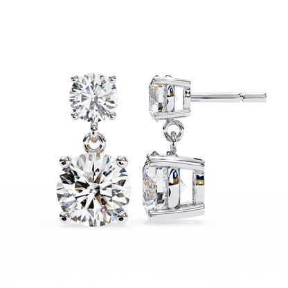 7.46 CTW Graduated Round Lab-Grown Diamond Drop Earrings in 14K Gold