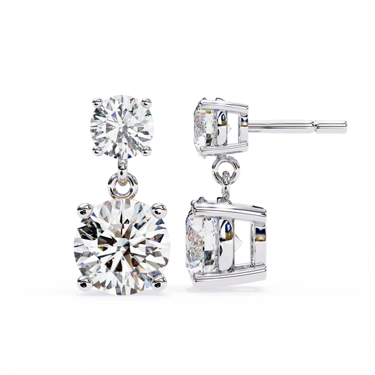 7.46 CTW Graduated Round Lab-Grown Diamond Drop Earrings in 14K Gold