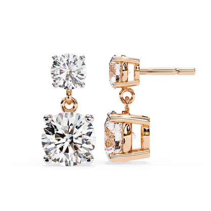 7.46 CTW Graduated Round Lab-Grown Diamond Drop Earrings in 14K Gold