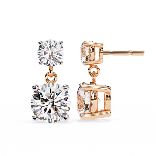 7.46 CTW Graduated Round Lab-Grown Diamond Drop Earrings in 14K Gold