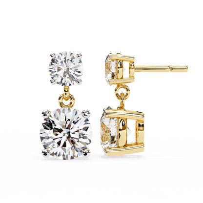 7.46 CTW Graduated Round Lab-Grown Diamond Drop Earrings in 14K Gold