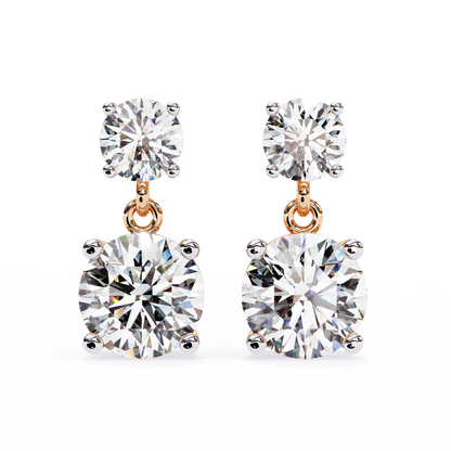 7.46 CTW Graduated Round Lab-Grown Diamond Drop Earrings in 14K Gold