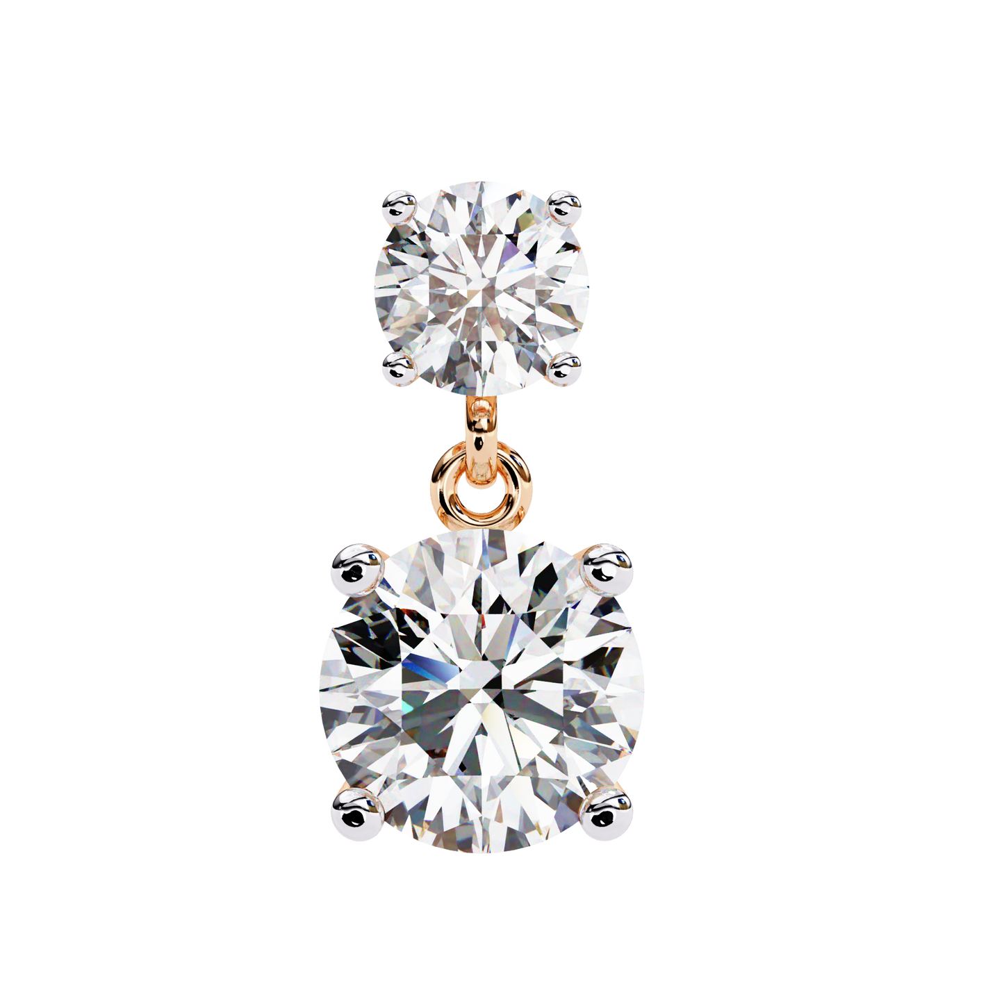 7.46 CTW Graduated Round Lab-Grown Diamond Drop Earrings in 14K Gold