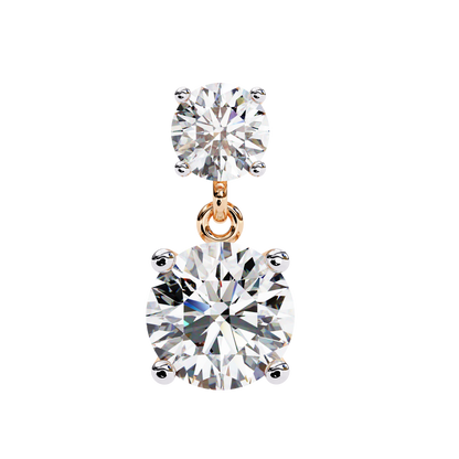 7.46 CTW Graduated Round Lab-Grown Diamond Drop Earrings in 14K Gold