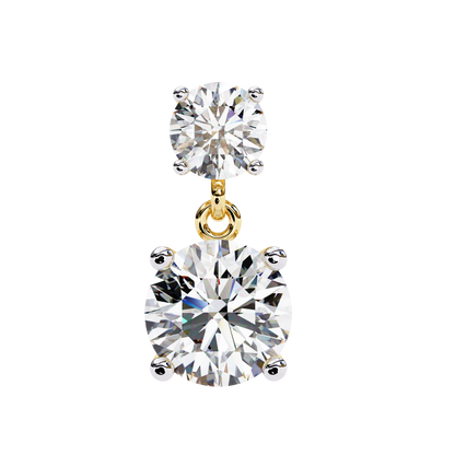 7.46 CTW Graduated Round Lab-Grown Diamond Drop Earrings in 14K Gold