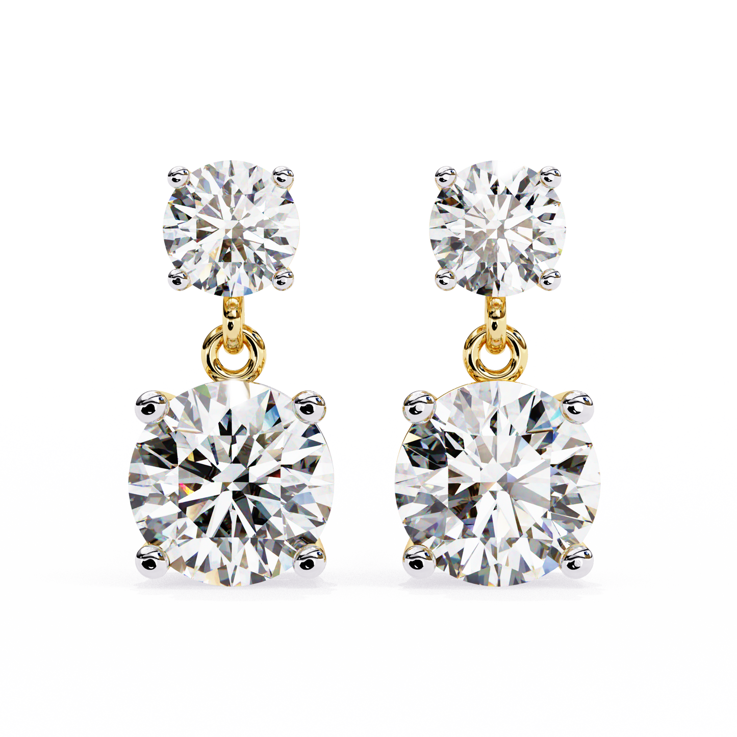 7.46 CTW Graduated Round Lab-Grown Diamond Drop Earrings in 14K Gold
