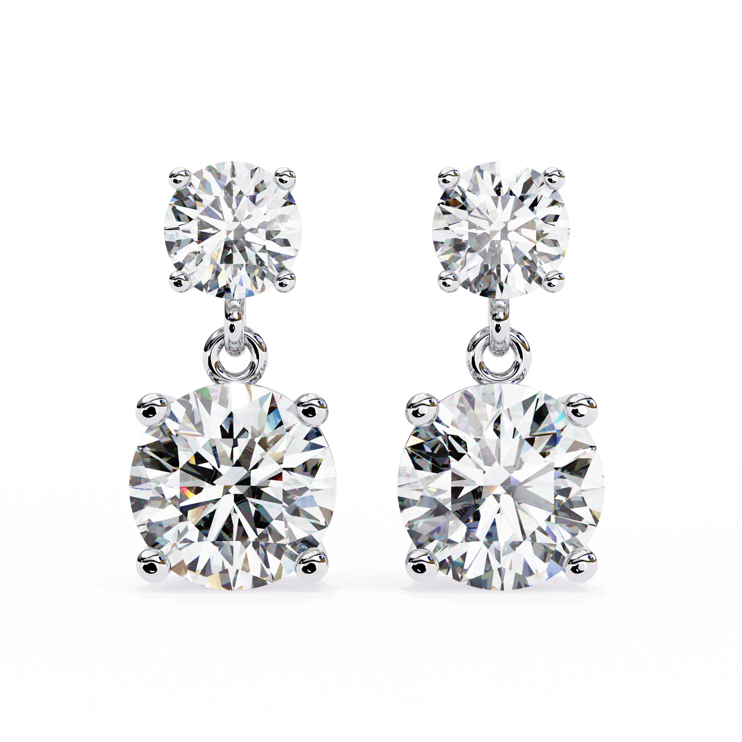 7.46 CTW Graduated Round Lab-Grown Diamond Drop Earrings in 14K Gold